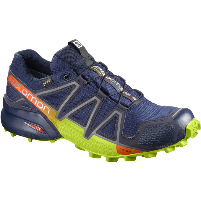 Salomon Singapore Mens Trail Running Shoes - SPEEDCROSS 4 GTX® Navy/Green | 72068-VJFO